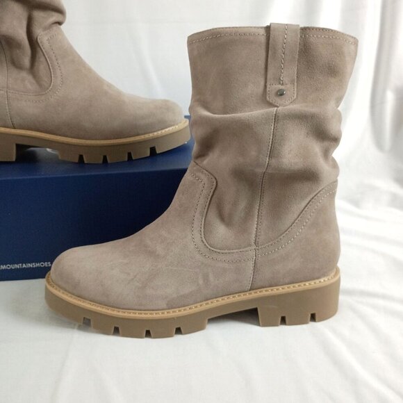 White Mountain Glean Mid Calf Boots Taupe Suede Leather 9.5W New in Box - Picture 10 of 10